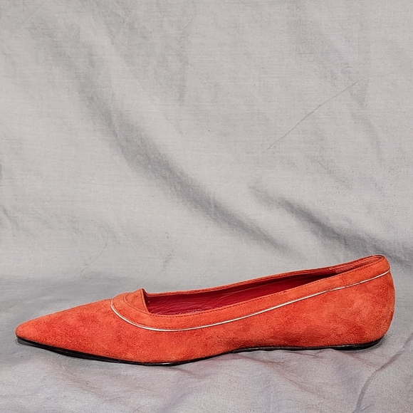 MARNI Orange/Red Suede Pointed Toe Ballet Flats, size 39 - Picture 8 of 11